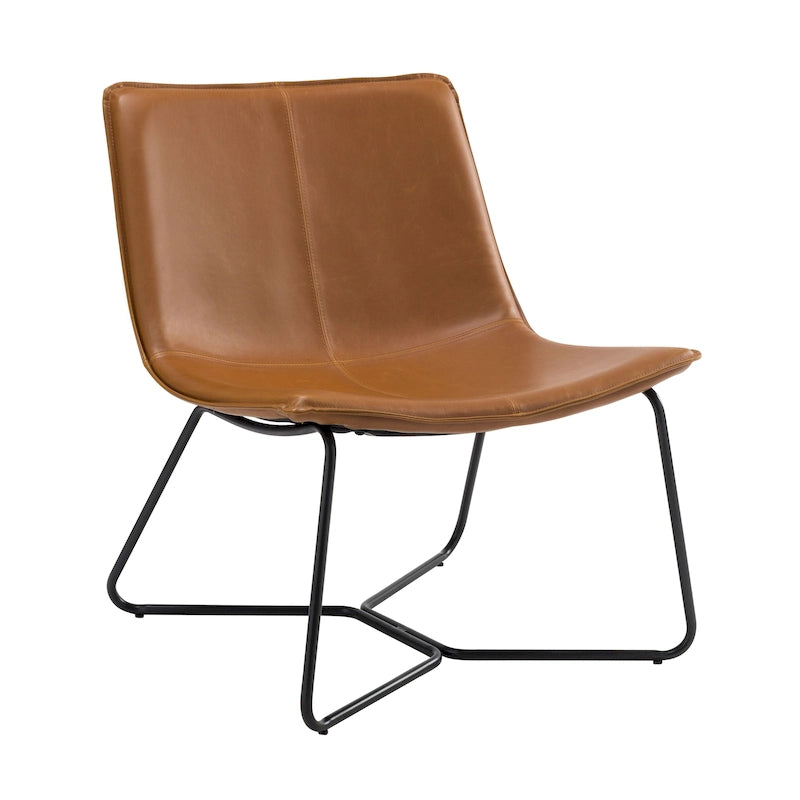 Fauteuil bas en similicuir rembourré