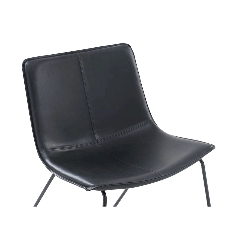 Fauteuil bas en similicuir rembourré