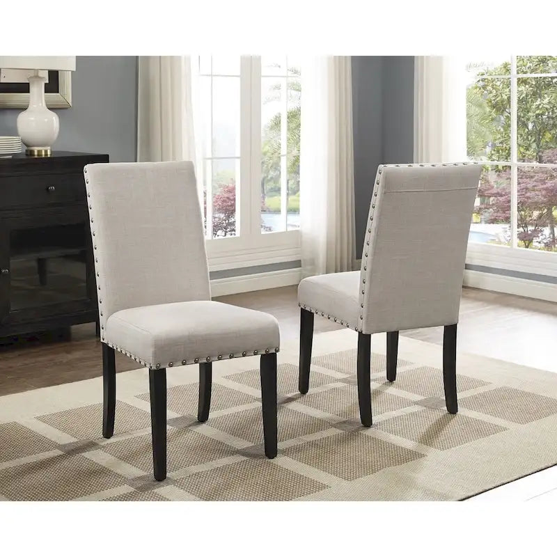 Chaises de salle à manger en tissu cloutées (lot de 2)