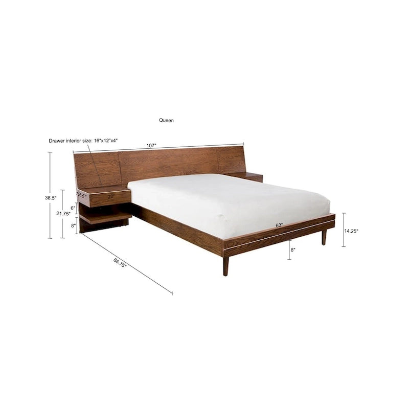 Lit Pécunier avec Deux Tables de Nuit