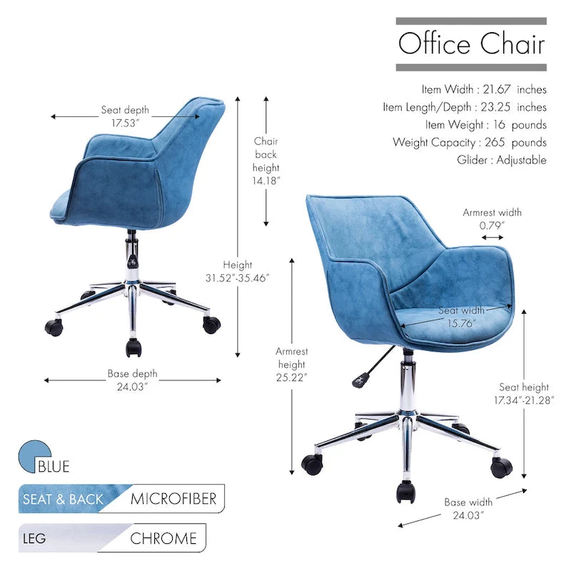 Fauteuil de bureau réglable, microfibre, piètement chromé