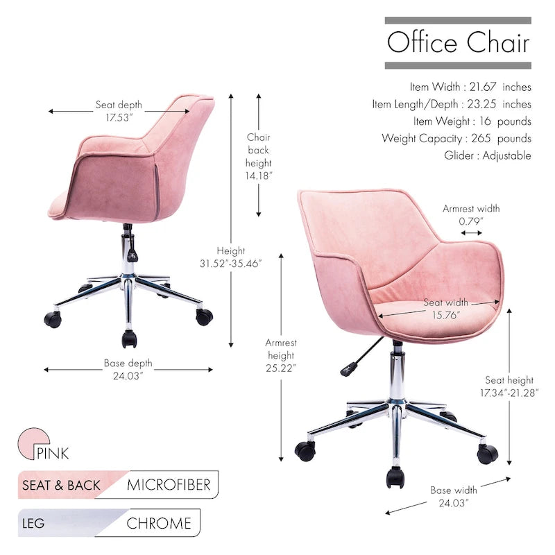 Fauteuil de bureau réglable, microfibre, piètement chromé