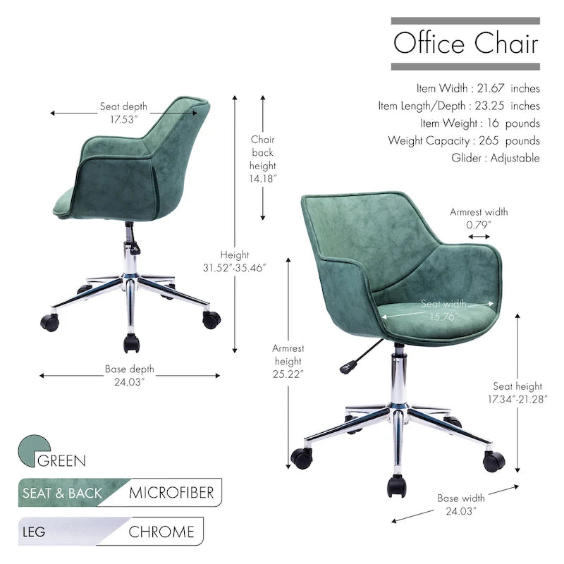 Fauteuil de bureau réglable, microfibre, piètement chromé