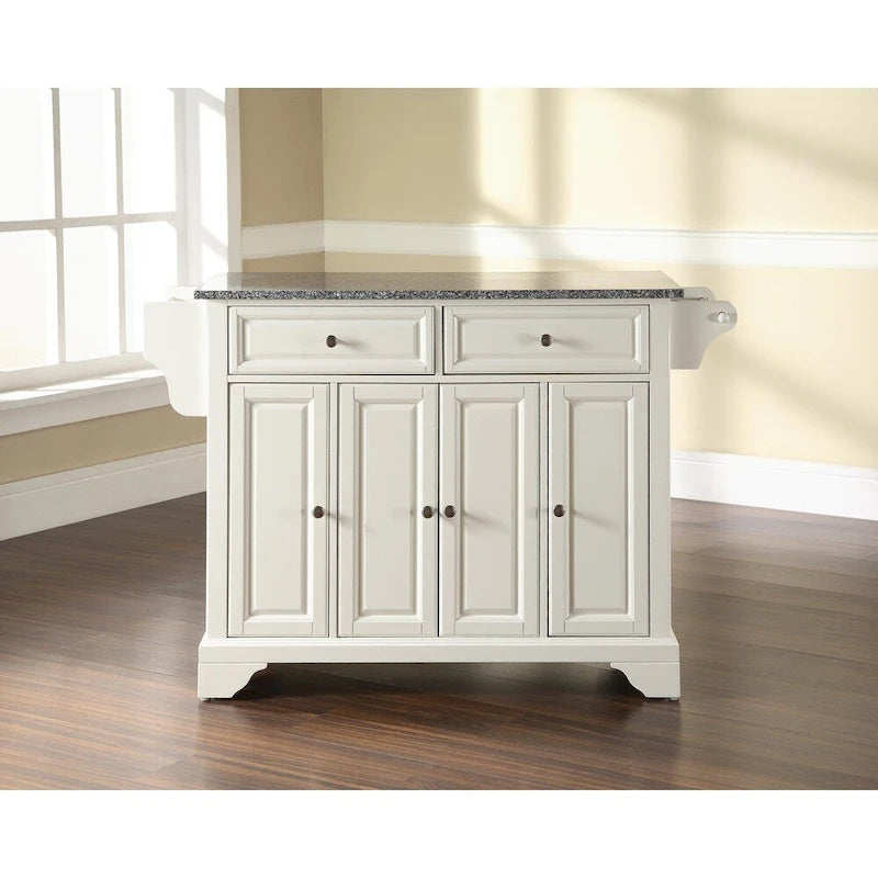 Îlot de cuisine avec plateau en granit massif et finition blanche - 18p x 51.5L x 36H