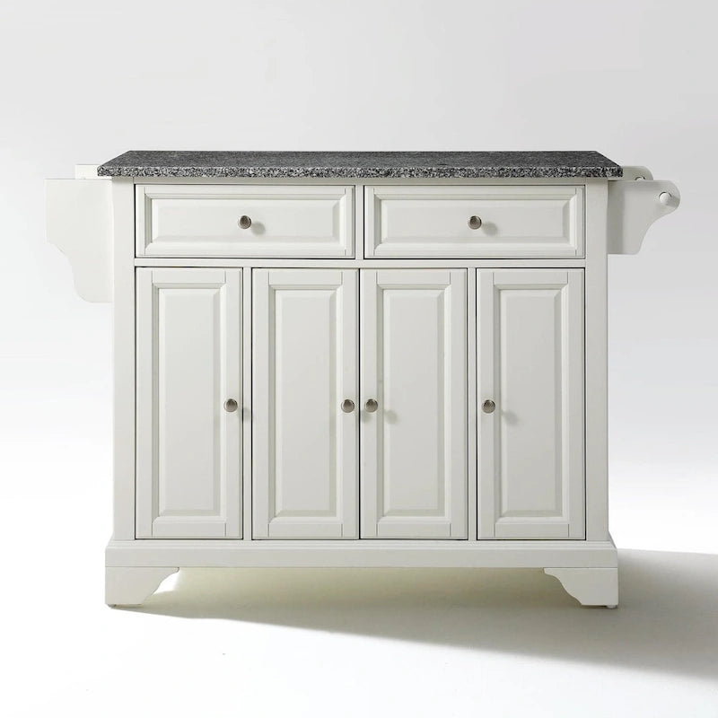 Îlot de cuisine avec plateau en granit massif et finition blanche - 18p x 51.5L x 36H