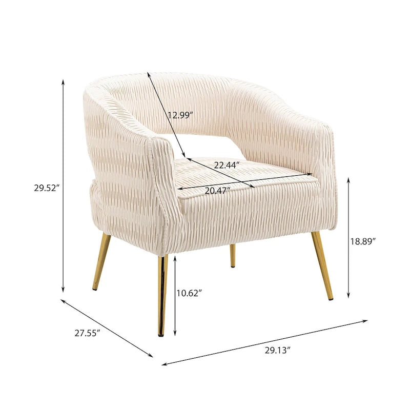 Chaise d'appoint contemporaine rembourrée à volants