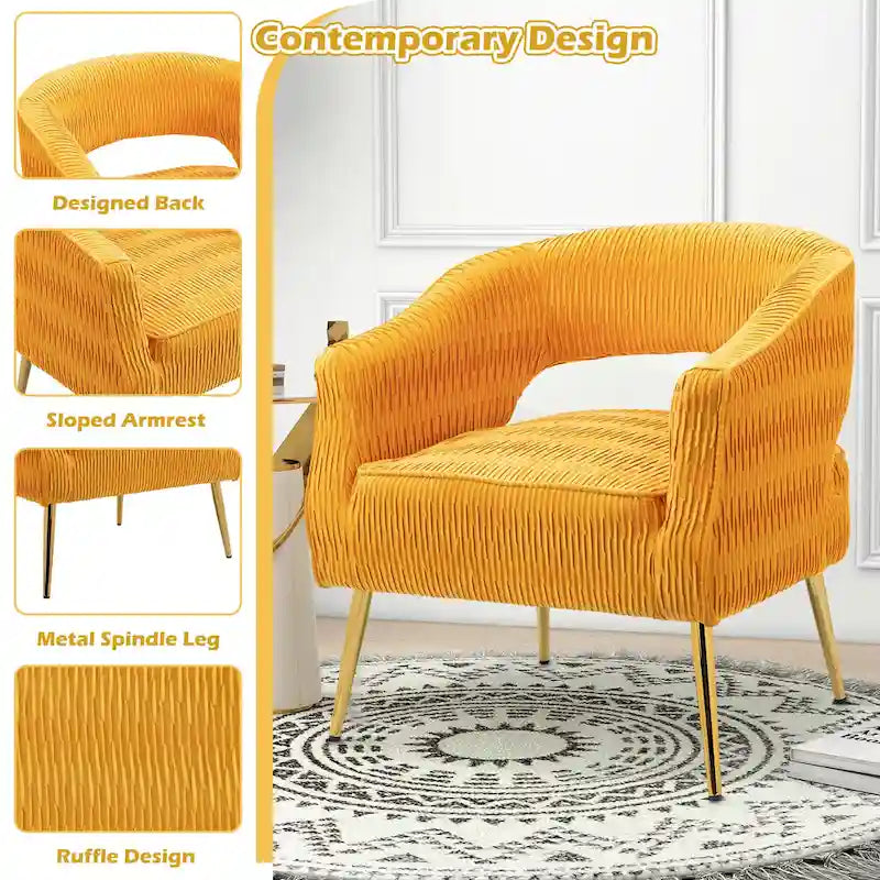 Chaise d'appoint contemporaine rembourrée à volants