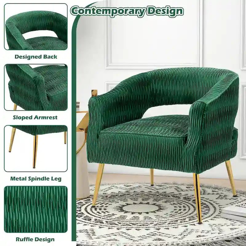 Chaise d'appoint contemporaine rembourrée à volants