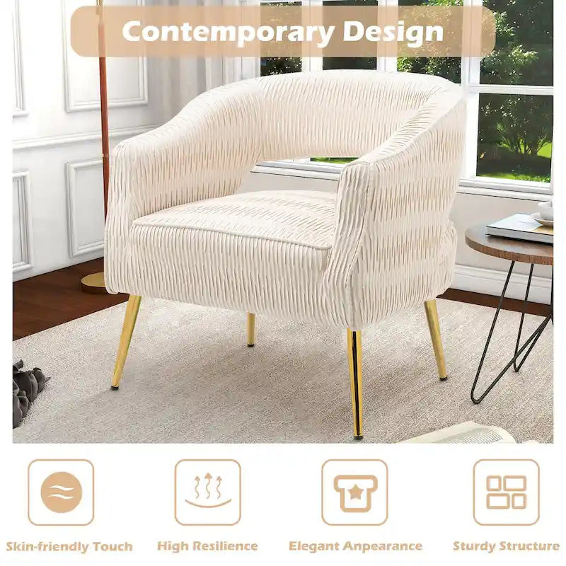 Chaise d'appoint contemporaine rembourrée à volants