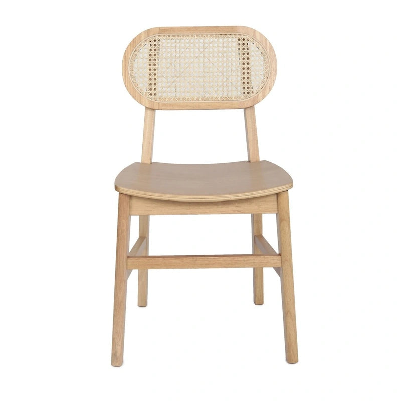 Chaise événementielle commerciale en rotin de canne avec dossier et assise en bois