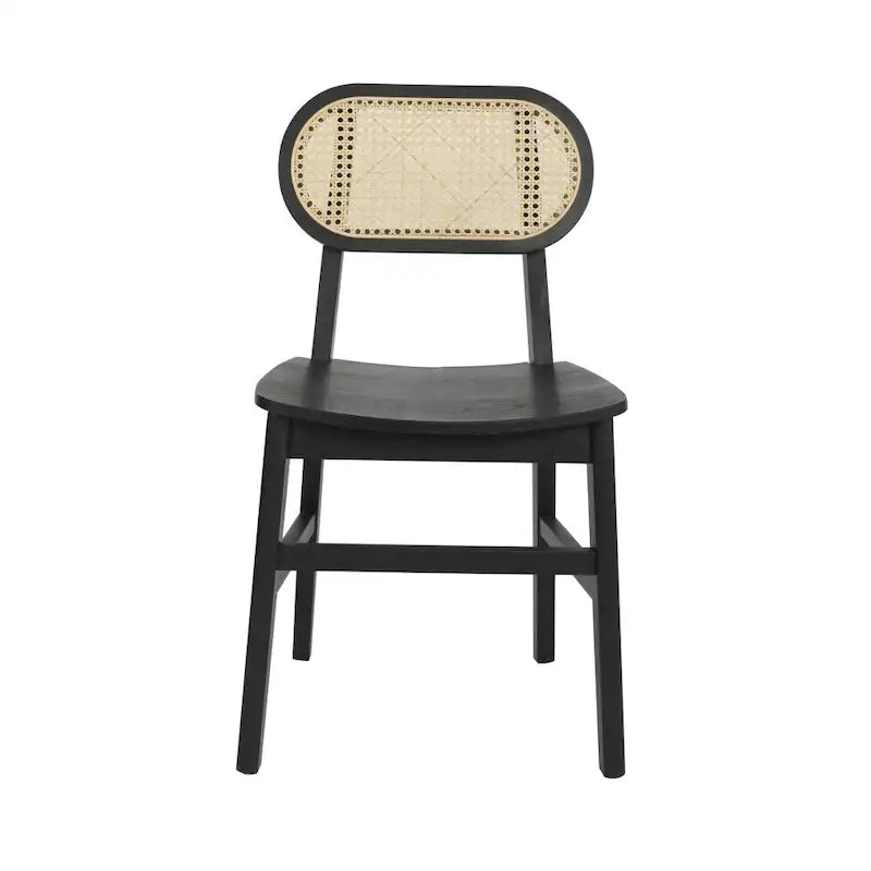 Chaise événementielle commerciale en rotin de canne avec dossier et assise en bois