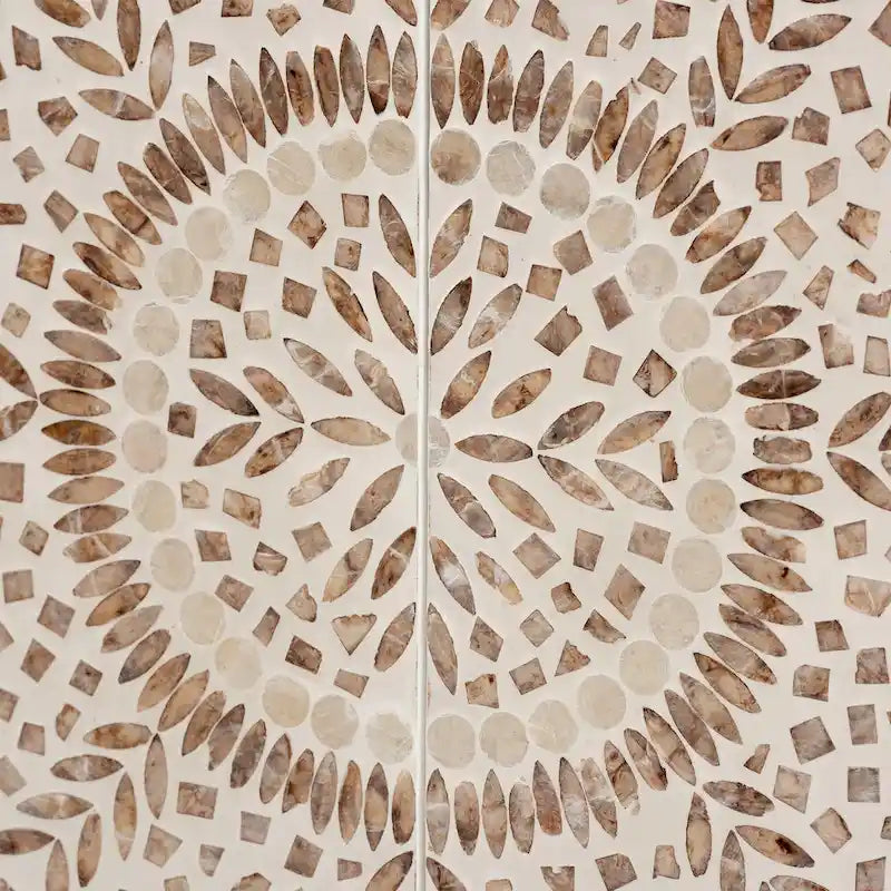 Armoire de rangement moderne bohème blanche et marron rustique en nacre
