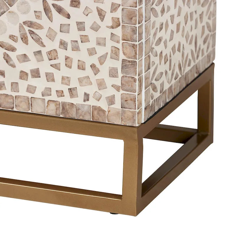 Armoire de rangement moderne bohème blanche et marron rustique en nacre