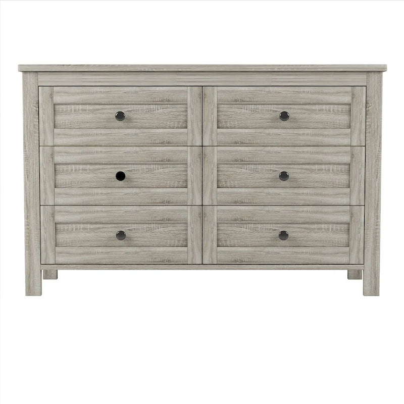 Commode en bois de style ferme avec 6 tiroirs