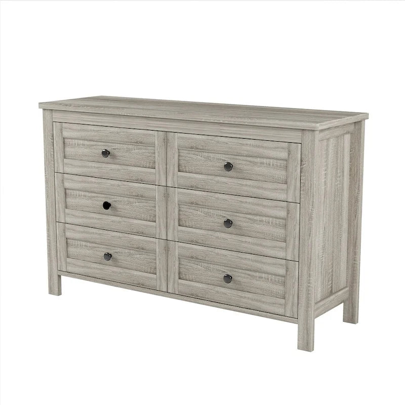Commode en bois de style ferme avec 6 tiroirs