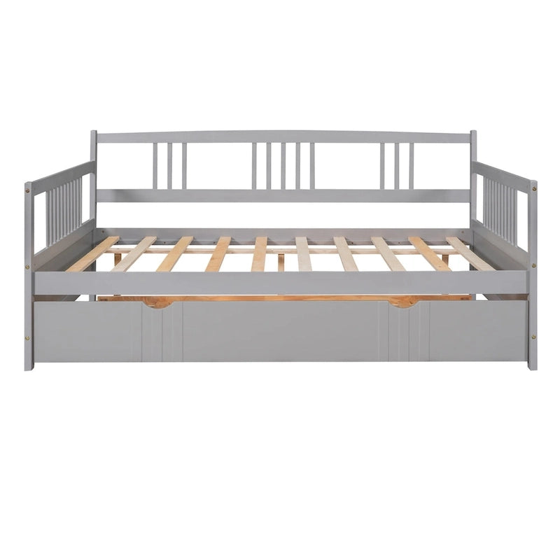 Lit de repos en bois grand format avec lit gigogne double