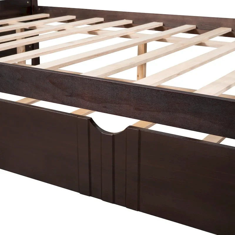Lit de repos en bois grand format avec lit gigogne double