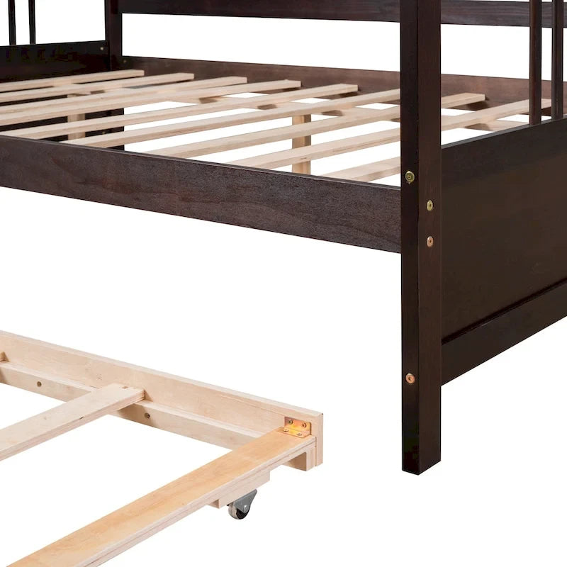 Lit de repos en bois grand format avec lit gigogne double