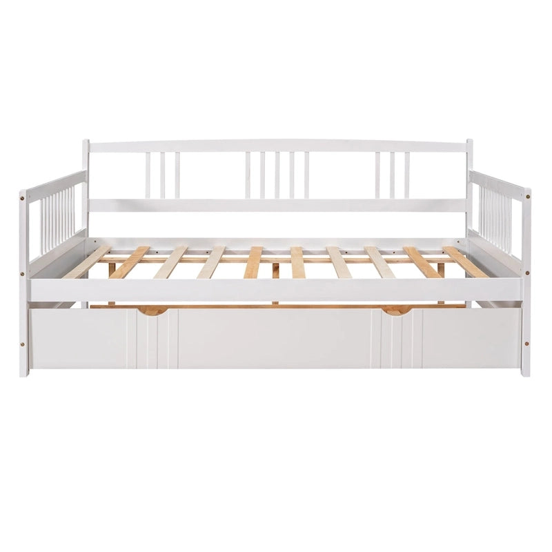 Lit de repos en bois grand format avec lit gigogne double