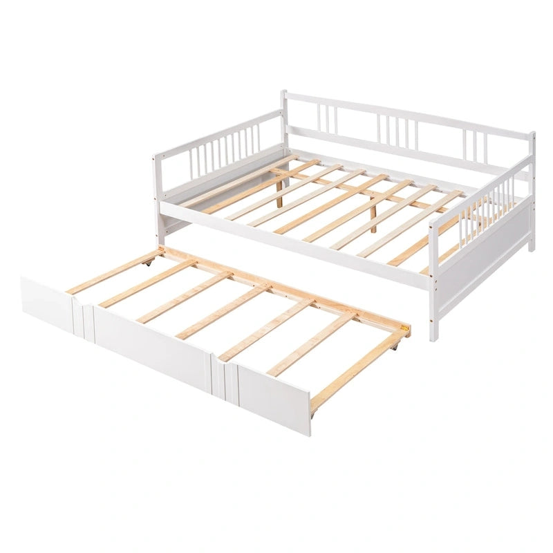 Lit de repos en bois grand format avec lit gigogne double
