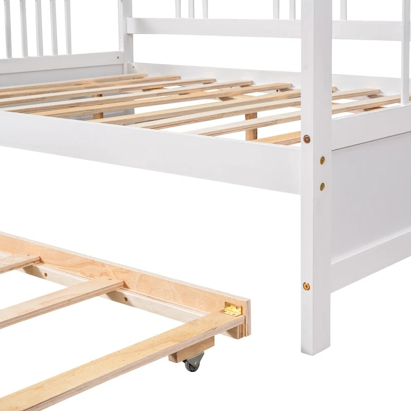 Lit de repos en bois grand format avec lit gigogne double