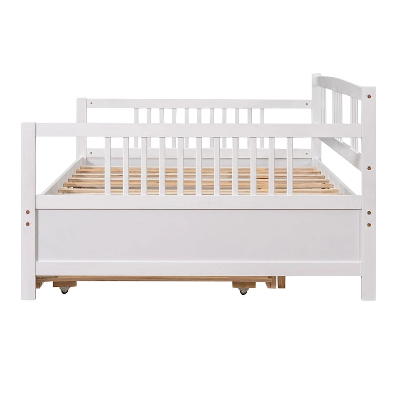 Lit de repos en bois grand format avec lit gigogne double