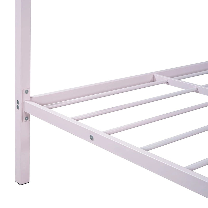 Lit plate-forme en métal double avec lit gigogne simple