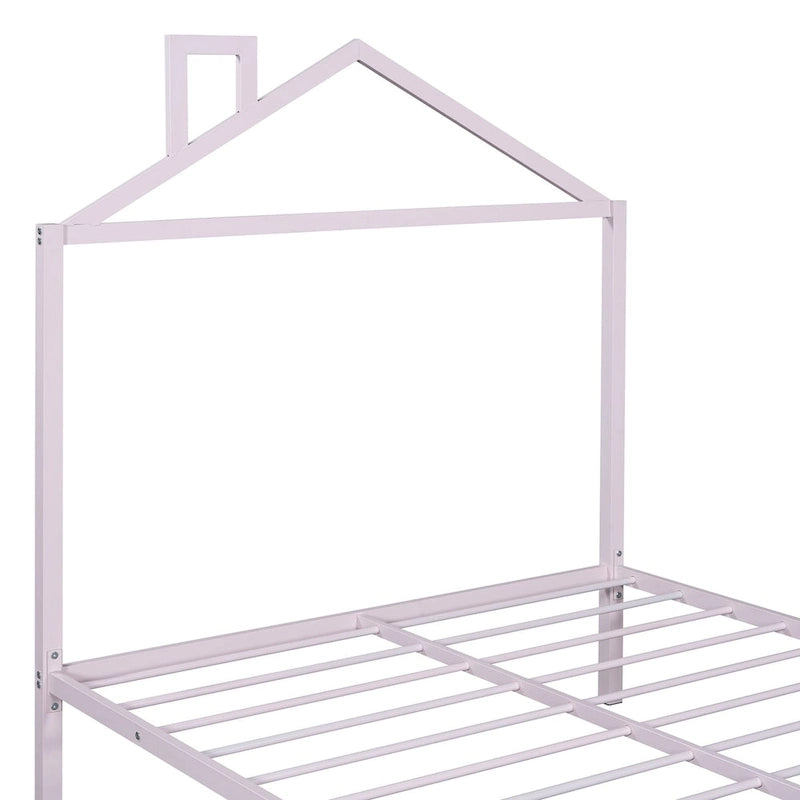 Lit plate-forme en métal double avec lit gigogne simple