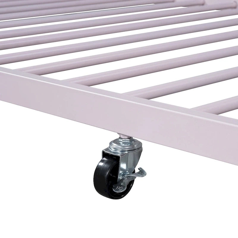 Lit plate-forme en métal double avec lit gigogne simple