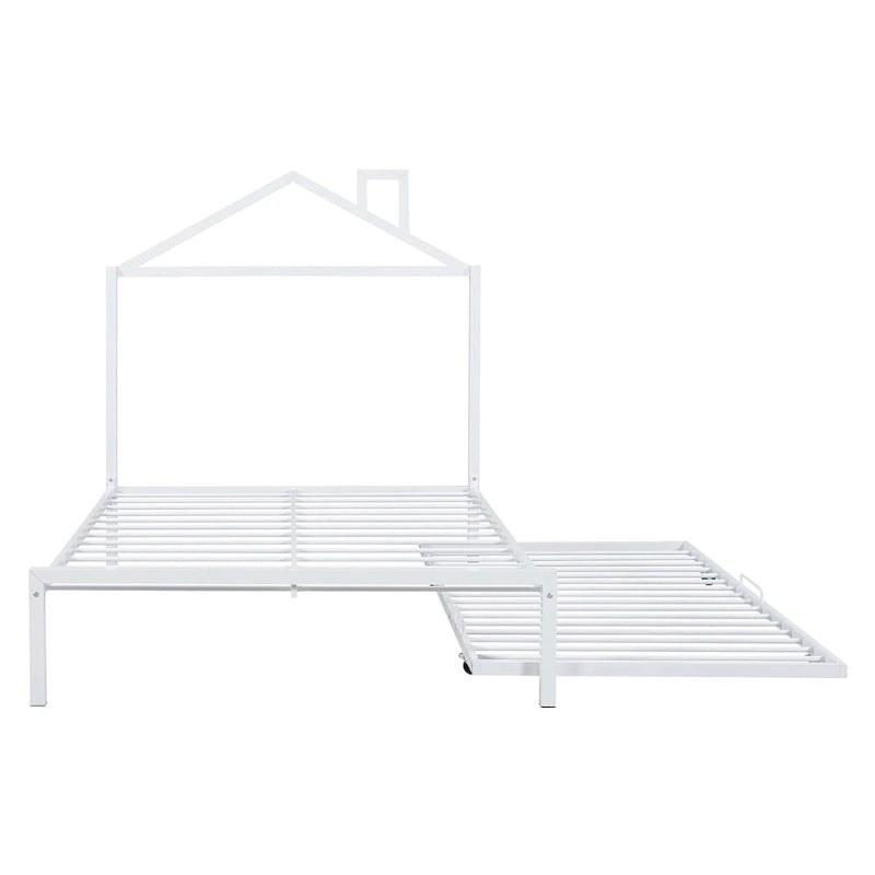 Lit plate-forme en métal double avec lit gigogne simple