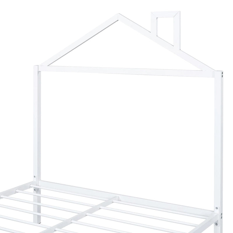 Lit plate-forme en métal double avec lit gigogne simple