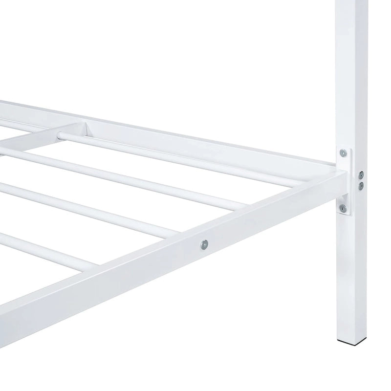 Lit plate-forme en métal double avec lit gigogne simple