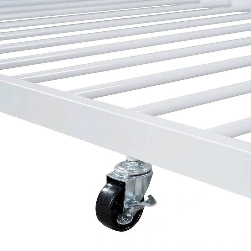 Lit plate-forme en métal double avec lit gigogne simple