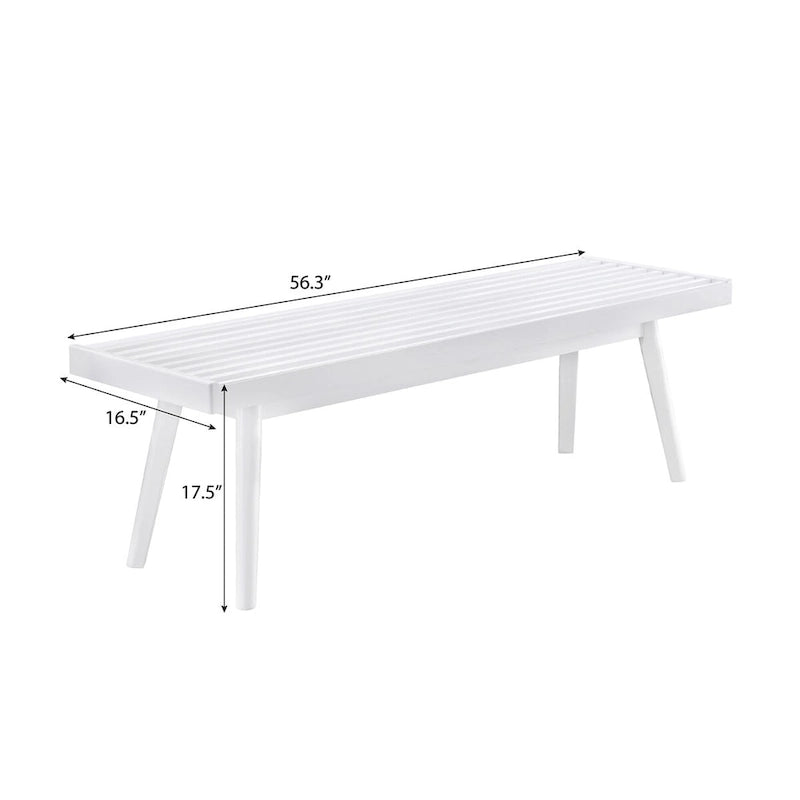Banc en bois massif blanc à lattes
