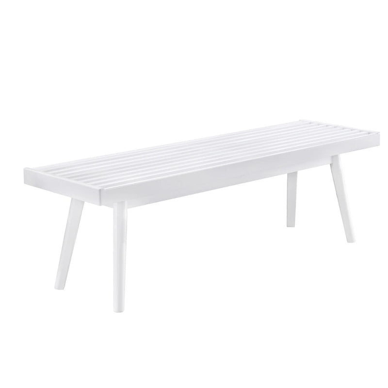 Banc en bois massif blanc à lattes