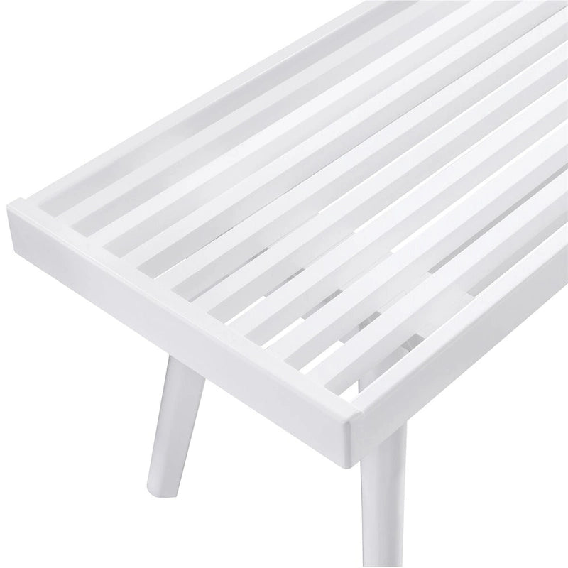 Banc en bois massif blanc à lattes