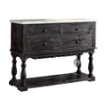 Four Drawers Wooden Server with Marble Top, White and Brown