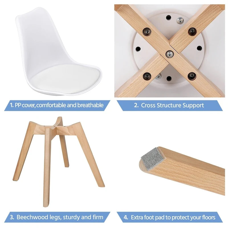 Lot de 4 chaises de salle à manger modernes rembourrées