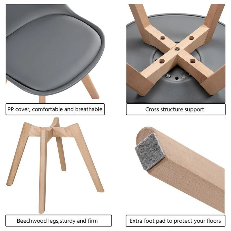 Lot de 4 chaises de salle à manger modernes rembourrées