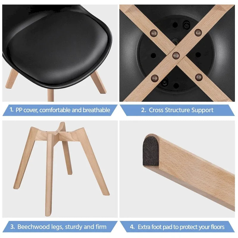 Lot de 4 chaises de salle à manger modernes rembourrées