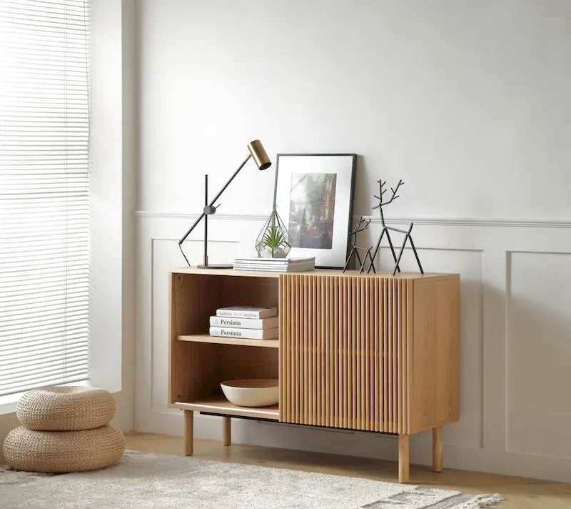 48.in Wood Oak Buffet Sideboard Accent Storage Cabinet