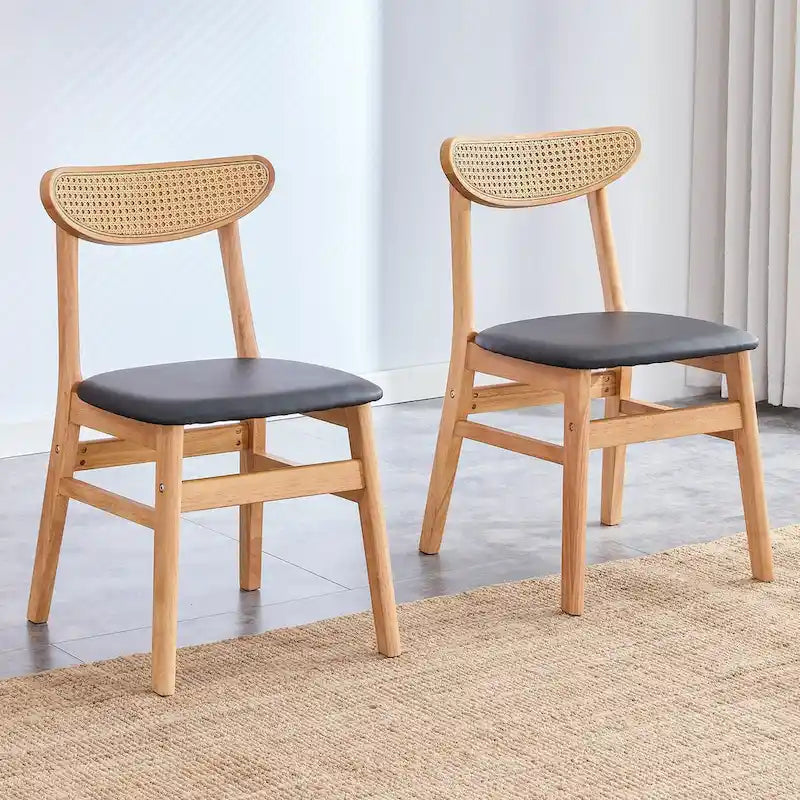 The stylish and durable solid wood dining chair, small curved back, PU cushion, and beautiful shape match with any room