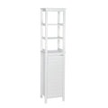 Armoire de salle de bain haute à porte unique avec étagères intérieures ouvertes et réglables