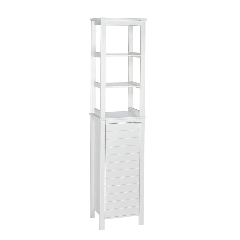 Armoire de salle de bain haute à porte unique avec étagères intérieures ouvertes et réglables