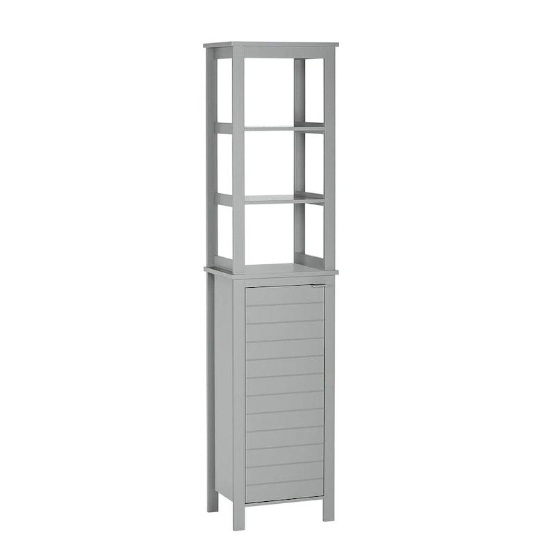 Armoire de salle de bain haute à porte unique avec étagères intérieures ouvertes et réglables