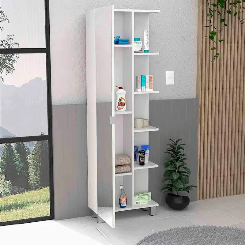 Armoire de toilette avec miroir, quatre étagères intérieures, finition wengé noir