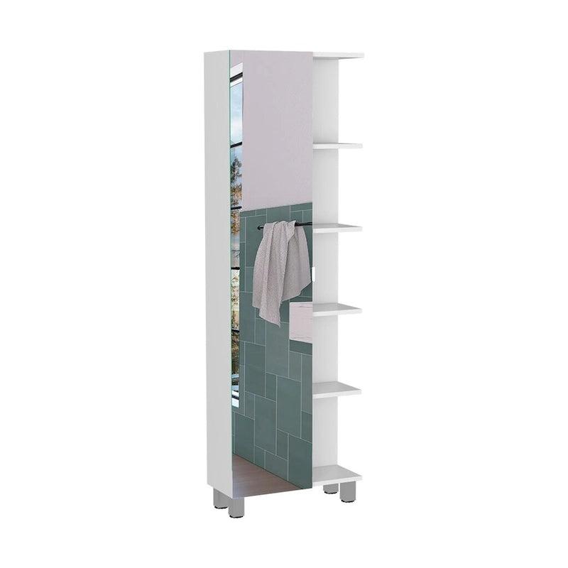 Armoire de toilette avec miroir, quatre étagères intérieures, finition wengé noir