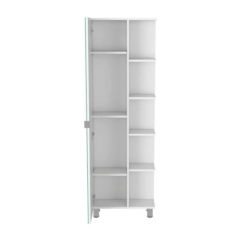 Armoire de toilette avec miroir, quatre étagères intérieures, finition wengé noir