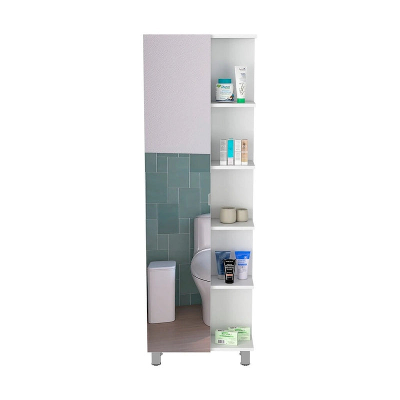 Armoire de toilette avec miroir, quatre étagères intérieures, finition wengé noir