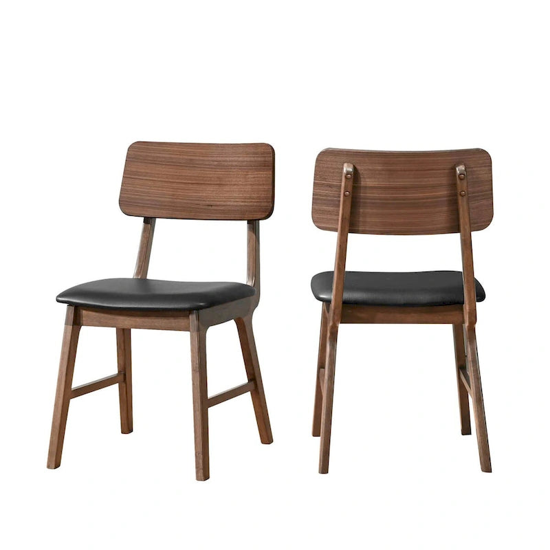 Chaise d'appoint noire et noyer (lot de 2)
